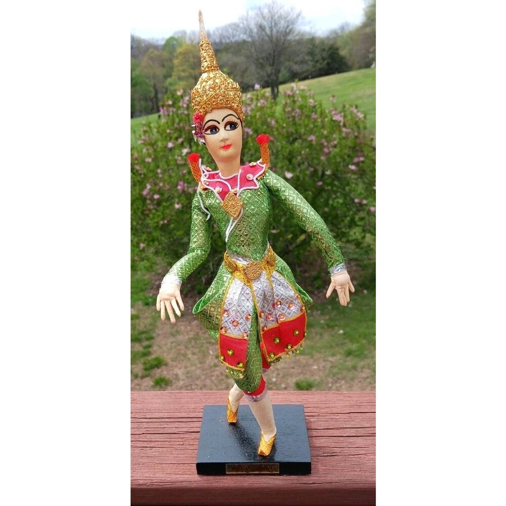 Vtg Thailand 14" Dancer Doll Traditional Embellished Ceremonial Costume Figurine